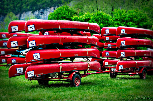 Canoes ready for the launch